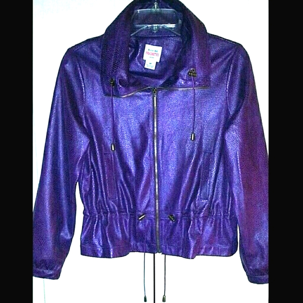 RUBY RD Vegan Snakeskin Leather Moto Vacation TRAVEL Purple Color Pop 8 Petite